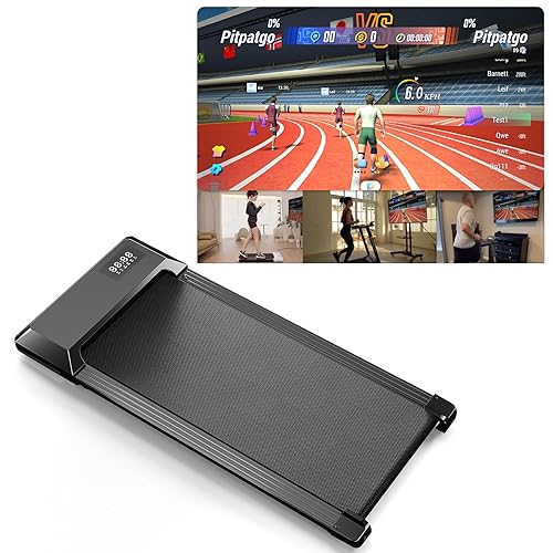 Superun Walking Pad Raceable 2.5HP APP Control Under Desk Treadmill 136KG Capacity Portable Walking Machine for Home with Training Courses and Multi-Runner Races - 90cm - Light Black