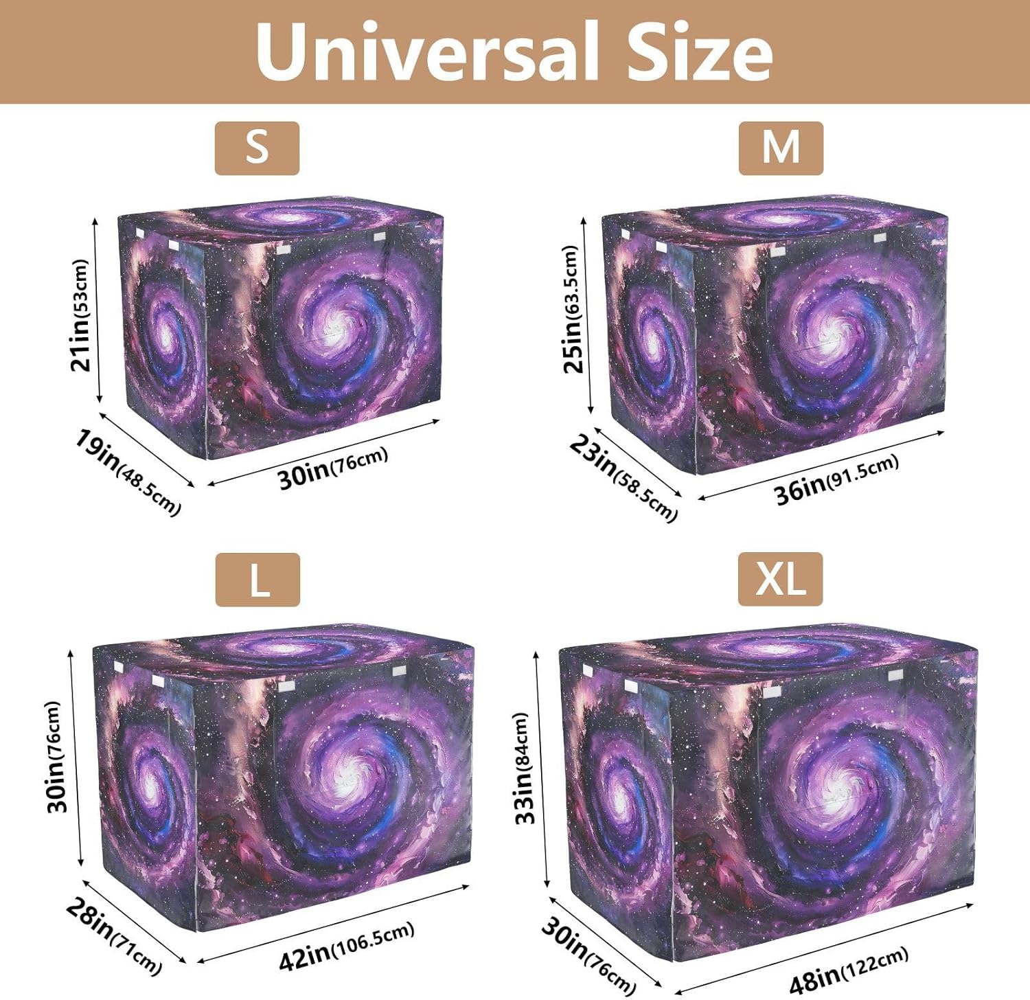 Purple Spiral Galaxy Art Dog Crate Covers Universal Size Fit, Crate Cover for Pet Owners, Large