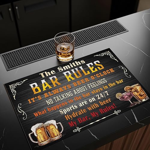 Miniatura 6 de Tapete de secado de barra personalizado para decoración de bares del hogar, reglas de barra, tapete de goma para derrames, accesorios de encimera,