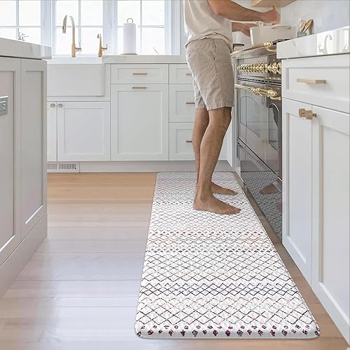 Miniatura 108 de KIMODE - Tapetes de cocina antifatiga, 2 unidades, navideños, estilo rústico, acolchados, para lavandería, oficina, fregadero, color rojo, 17 x 47