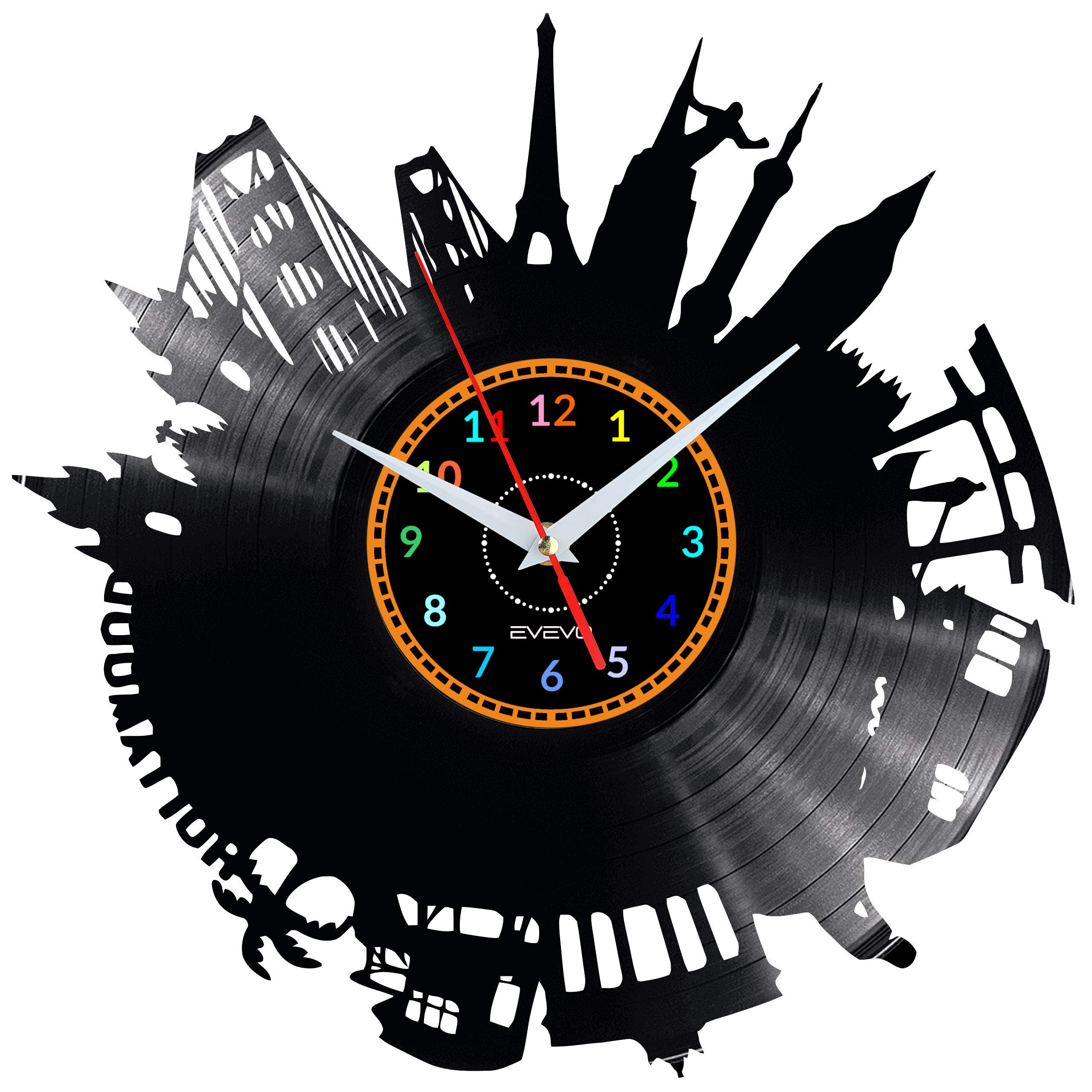 Horloge murale voyageur en vinyle, le cadeau parfait pour globe-trotteur