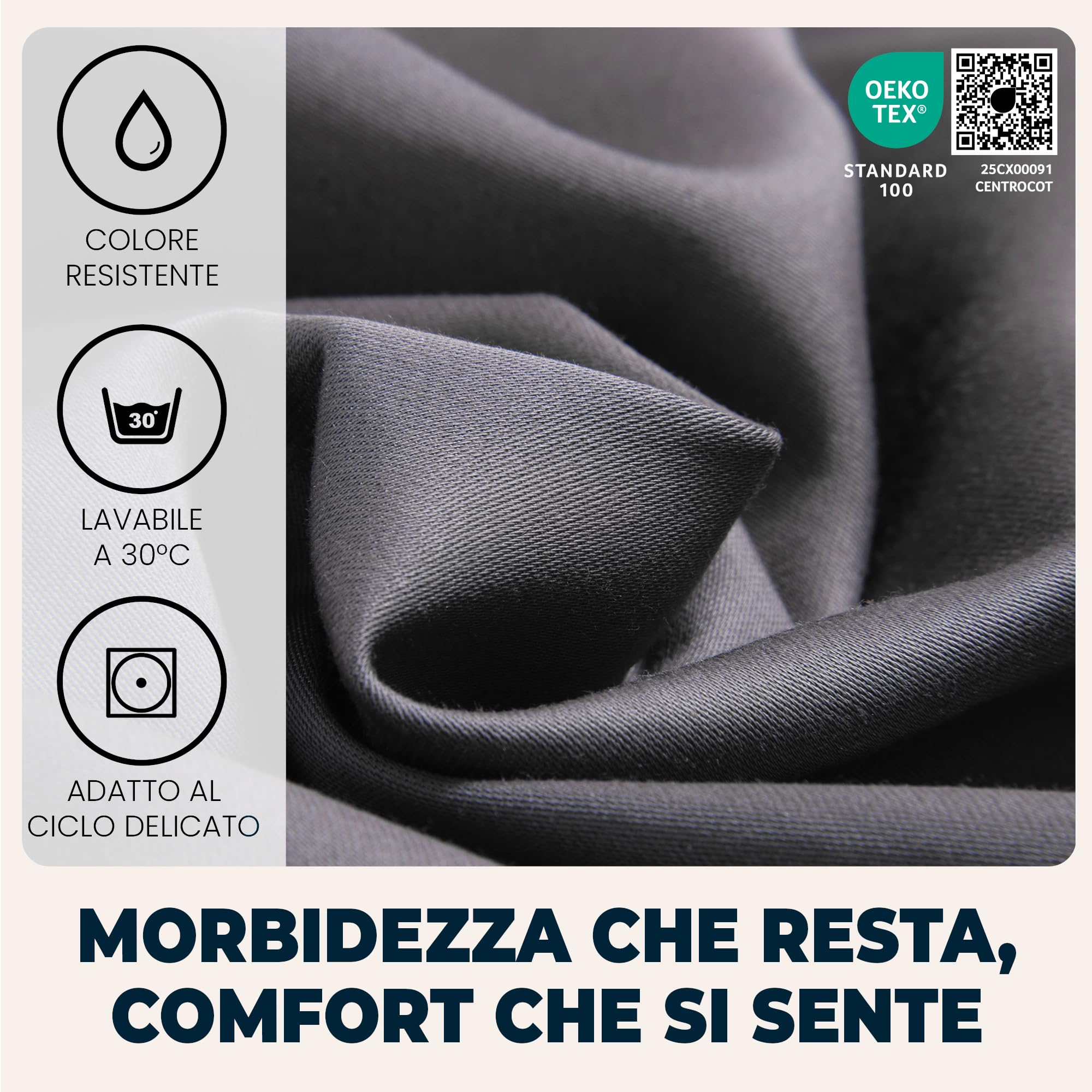 Lenzuola Matrimoniali con Angoli 160x190 cm Grigio Scuro in Microfibra per Letto con Materasso fino a 30cm Tessuto Anti-Acaro e Ipoallergenico di Alta Qualità Morbido e Lavabile in Lavatrice