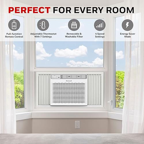 Miniatura 2 de Honeywell Aire acondicionado digital para ventana de 14,000 BTU, control remoto, pantalla LED, 4 modos, ecológico, cobertura de 800 pies cuadrados