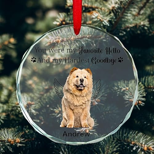 Miniatura 6 de Prezzy Chow Chow - Regalos conmemorativos para perros, adorno de cristal personalizado para decoración del árbol de Navidad, regalo de condolencias