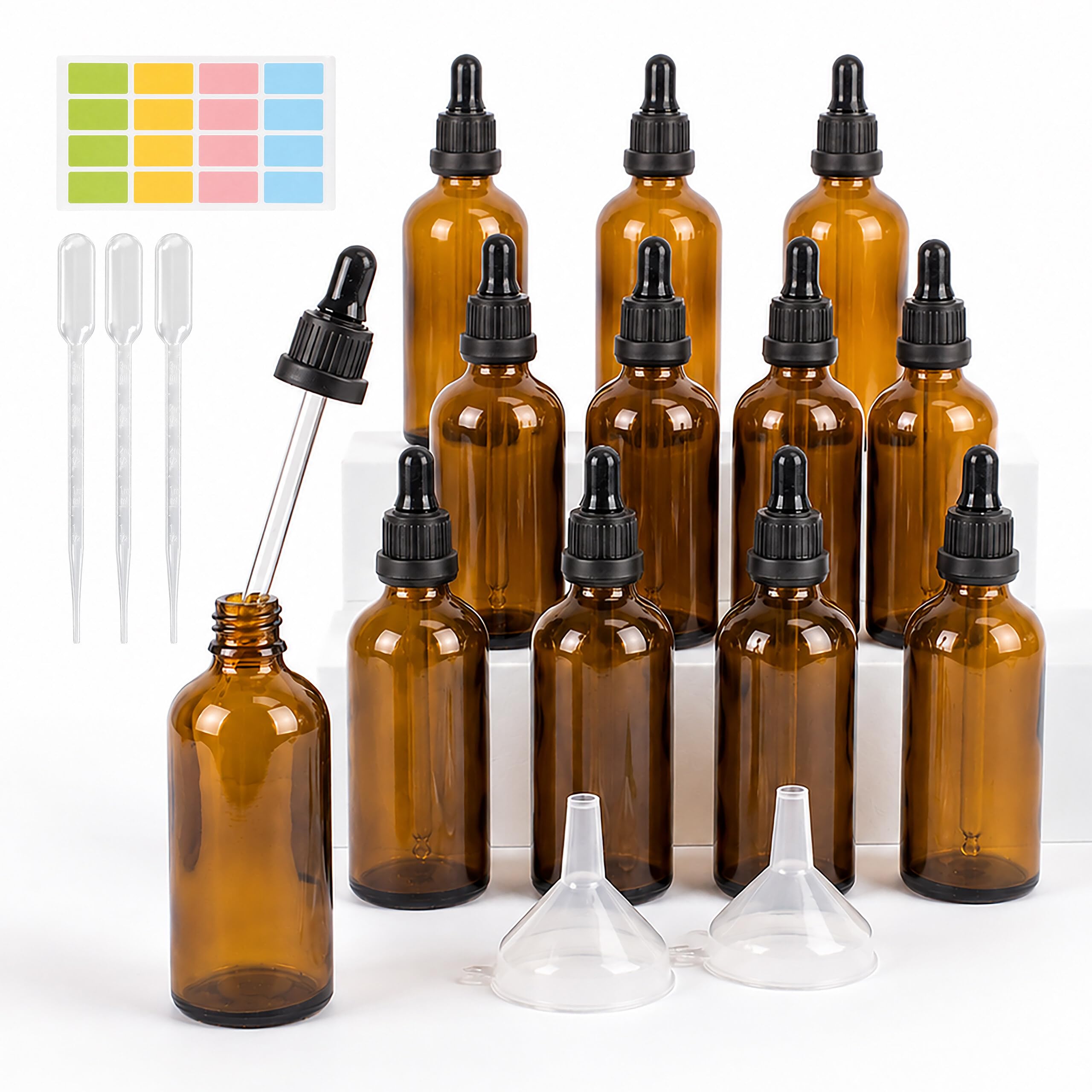 Flacons pipettes 100 ML Relaxdays en verre marron pour cosmétiques et huiles