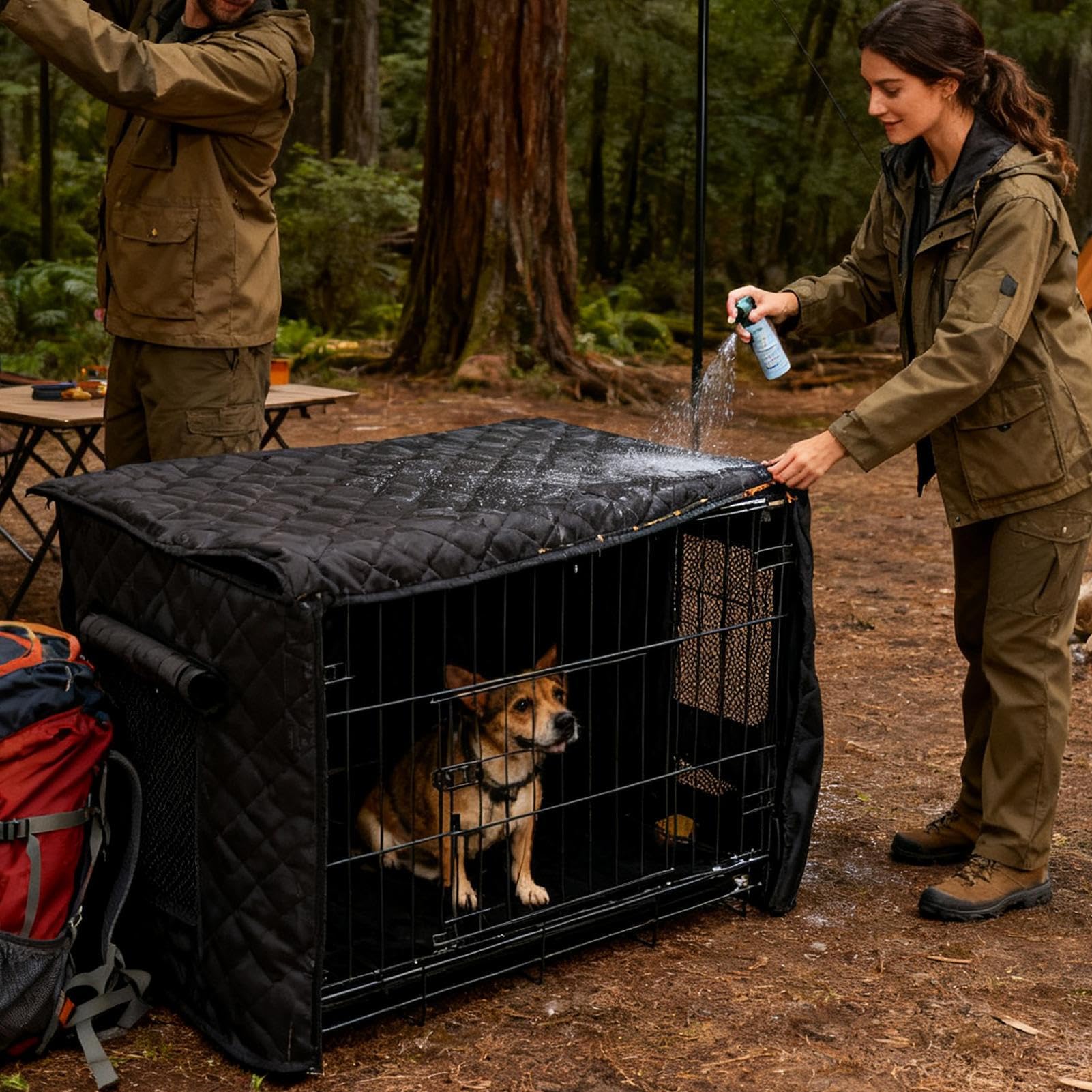 Housse De Cage D'hiver Pour Chien - Coton Matelassé Pongé 94x61x64 Cm | Couverture D'isolation Thermique De Lit De Chien Avec Ventilation, Isolée, Antigel, Couvertures De Caisse De Chiens Pour L'abri