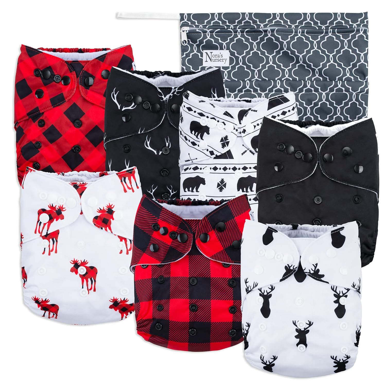Nora's Nursery Cloth Diapers 7 Pack with 7 Bamboo Inserts