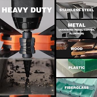 1/4 to 1-1/8 Inches M2 HSS Step Drill Bit, Unibit for Cutting Stainless Steel, Metal, Wood & Plastic
