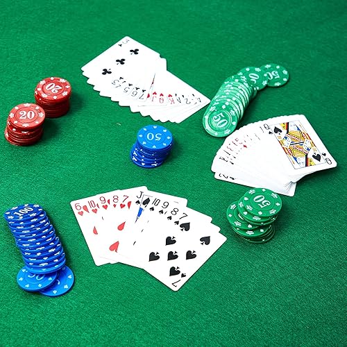 Miniatura 7 de Mixweer Juego de 2 alfombrillas de póquer de póquer – Funda de mesa de póquer de fieltro verde de primera calidad (36 x 72 pulgadas) y tapete de