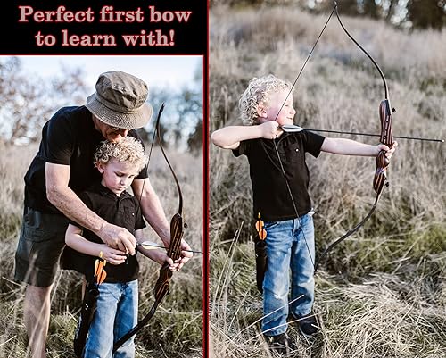 Miniatura 3 de Tiger Takedown - Arco recurvo compacto, rápido, preciso de 48 a 62 pulgadas, blanco y frist Bow - Mano derecha e izquierda - Pesos de tracción en