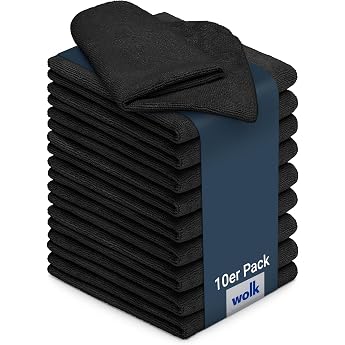 wolk Microfibre Cloths 40 x 40 cm Pack of 10 Black