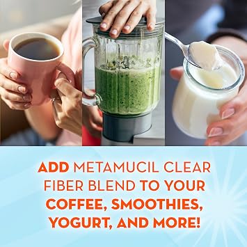 Metamucil Fiber Supplement, Unflavored Clear Mixing Powder, No Grit, No Sugar Added, Plant Based Prebiotic Fiber Supplement Blend for Daily Digestive Health, 75 teaspoons