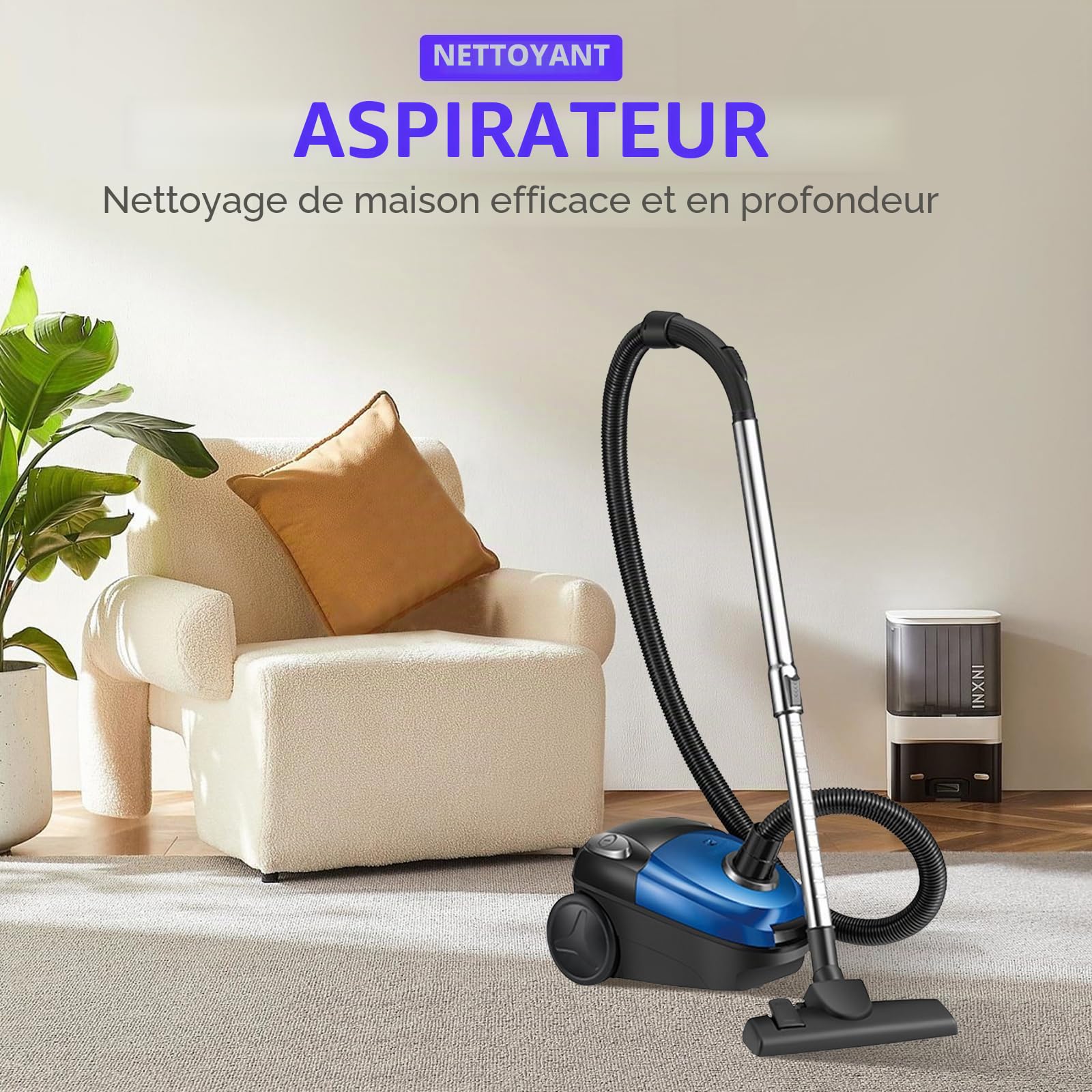 Aspirateur 2000 W, sac, filtre hygiénique, forte puissance, extrêmement silencieux, brosse pour parquet et tapis, filtre