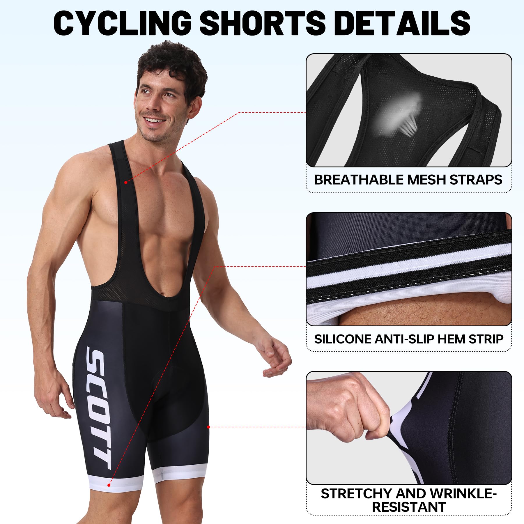 Rennrad Trikot Kurzarm Herren Set, Fahrradbekleidung Herren mit 5D-Gelpolster, Fahrradtrikot mit 5 Taschen Sommer