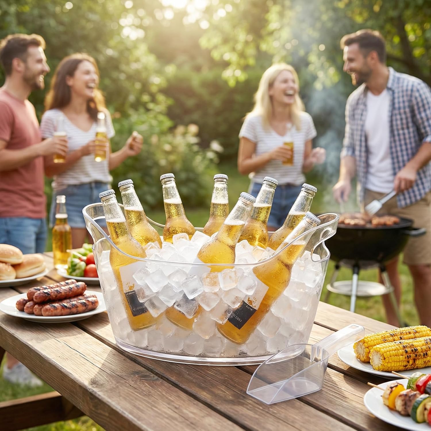 6.5L Ice Buckets for Parties 2 Pack, Beverage Tub with 2 Ice Scoops, Champagne Bucket for Beer, Wine, Cocktails, Mimosa Bar, Weddings & Home Drinks Chilling