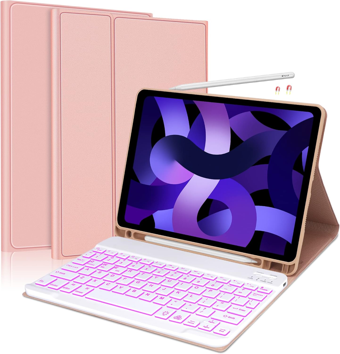 JADEMALL Keyboard Case for New iPad Air 5th/4th Generation, 7 Colors