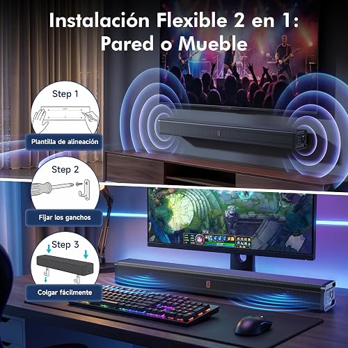JYX Barre de Son TV 200W Puissance Crête, Soundbar 3.1 Canaux Home Cinéma avec Tweeter + Woofer 4 Pouces, Son Surround et Dialogues Clairs, Bluetooth 5.4, HDMI Arc/Optique/AUX, pour TV, PC - 7