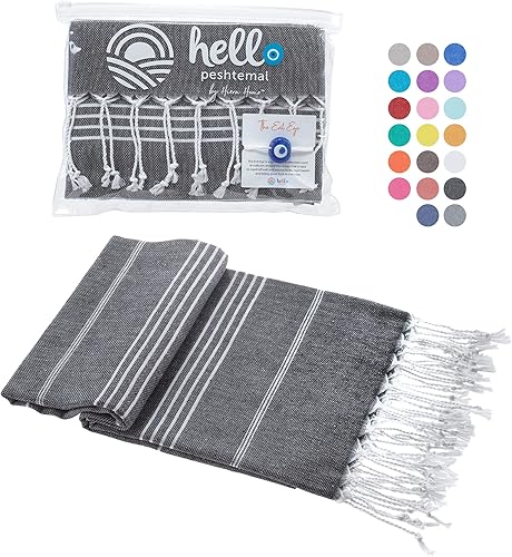 Hello Peshtemal Toalla de playa turca, prelavada, 100% algodón, suave, absorbente, de secado rápido, sin arena, toallas de baño de gran tamaño para