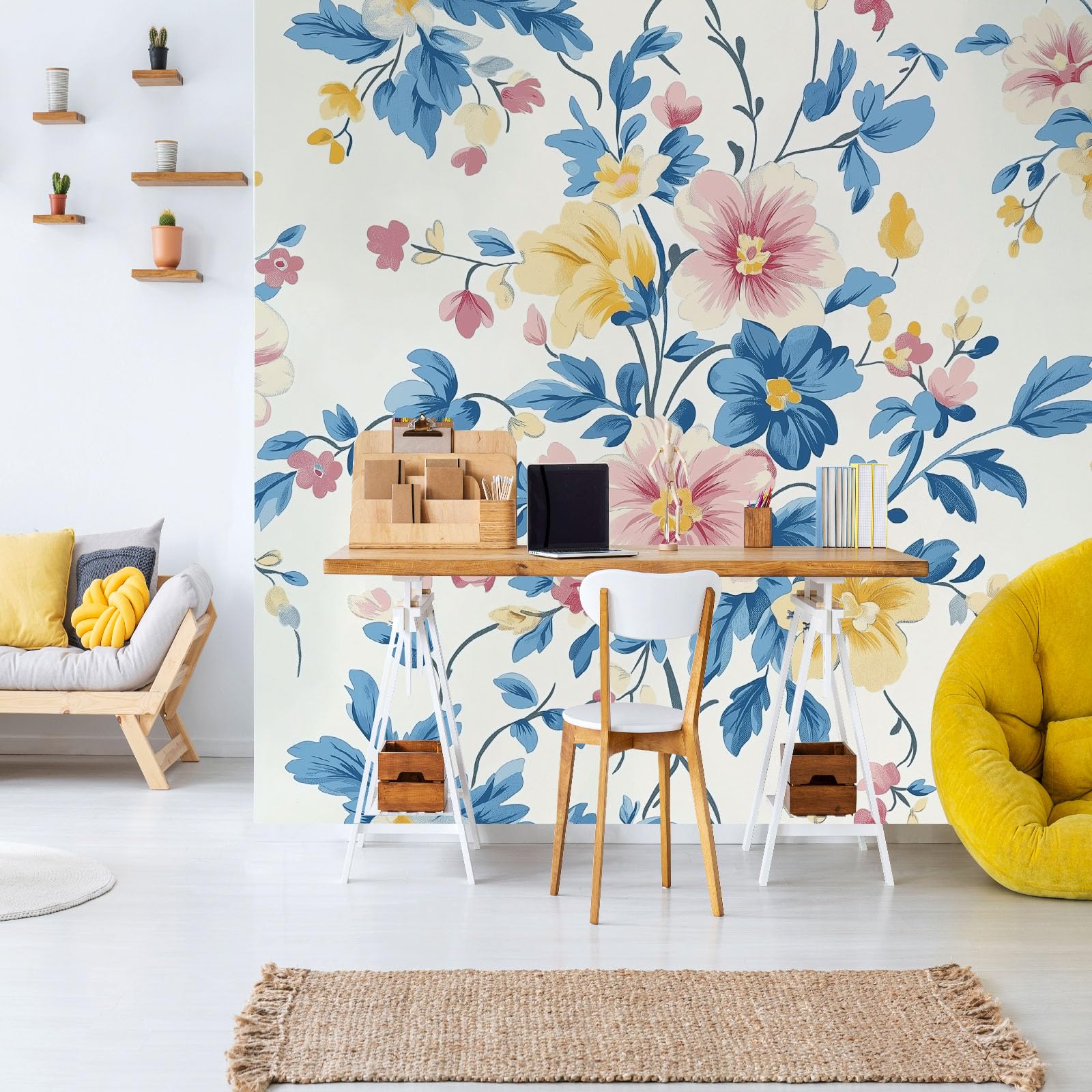 Papier peint panoramique salon floral vintage pour créer un havre de paix familial