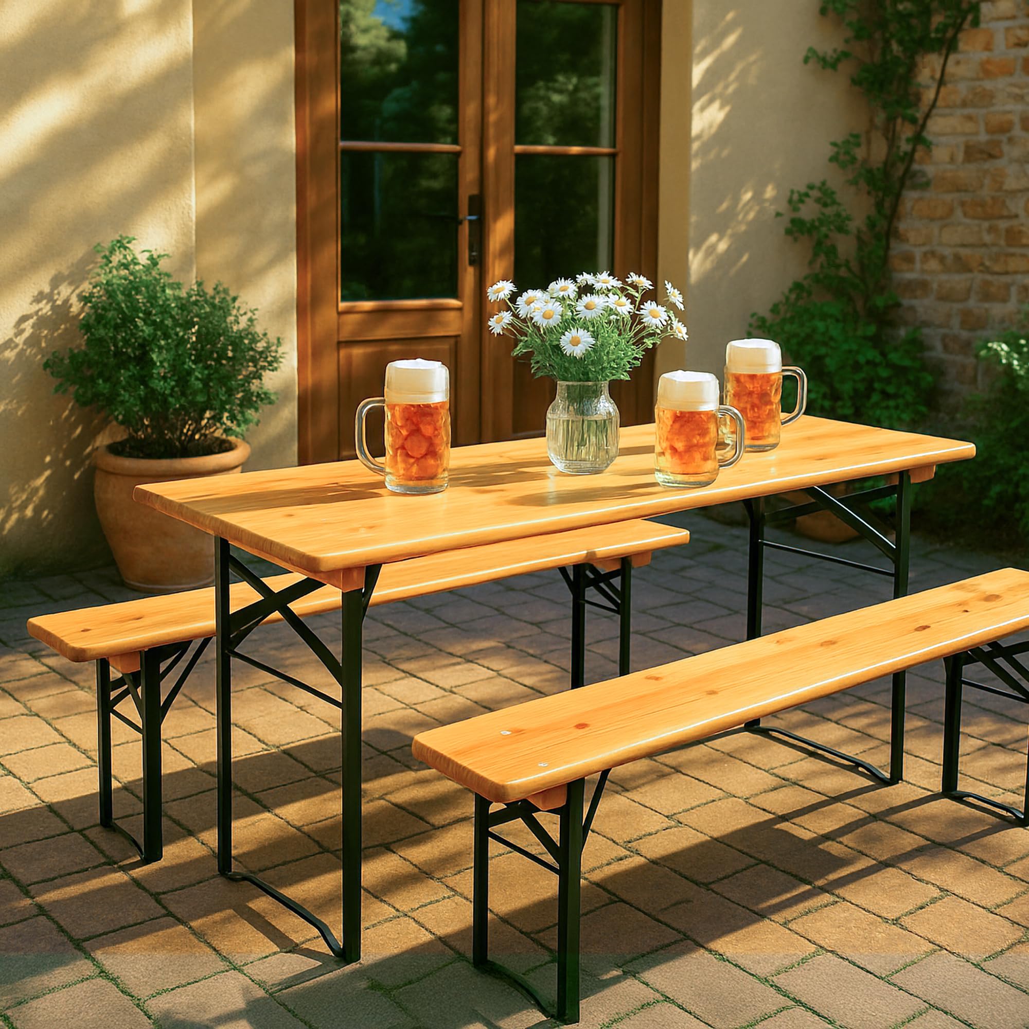 Stagecaptain BBT-117 Hirschgarten Table de Jardin 117 cm - Table de Brasserie Pliable Robuste