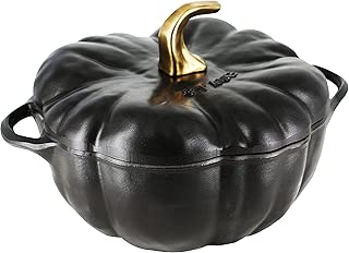 Staub 1112423 Cast Iron Pumpkin Cocotte, 3.5-quart, Black Matte - coolthings.us