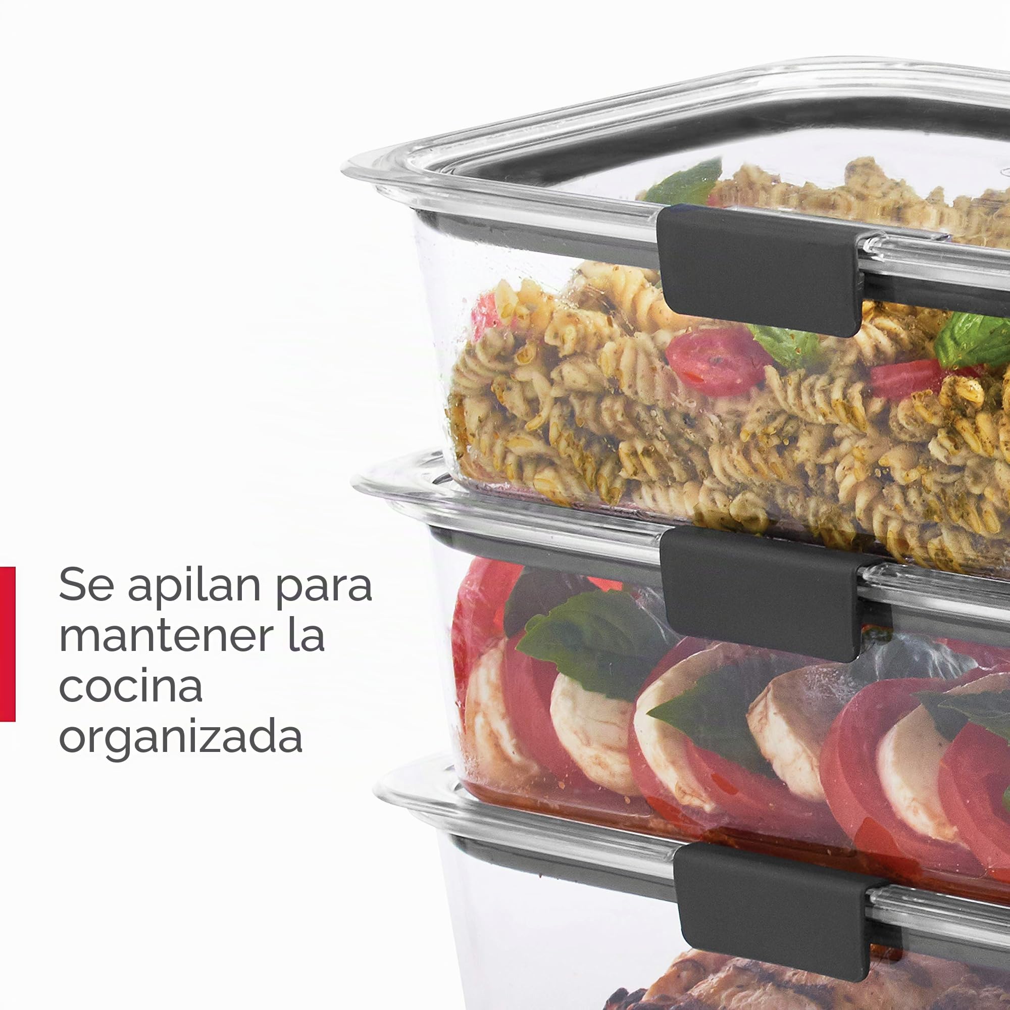Rubbermaid Brilliance - Contenedores de almacenamiento de alimentos con tapas para almuerzo, preparación de comidas y sobras, aptos para lavavajillas, transparente/gris