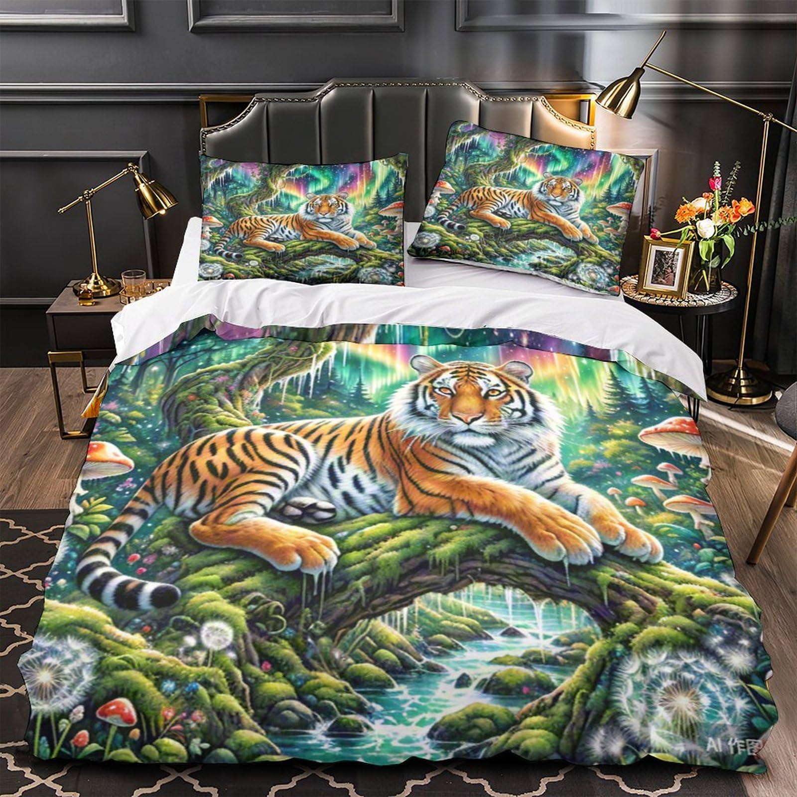 Parure de lit tigre forêt magique au design 3D de qualité supérieure