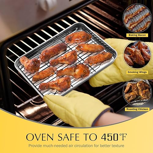 Miniatura 10 de E-far - Juego de 2 estantes de refrigeración para hornear, antiadherentes, de 11.7 x 9 pulgadas, para horno, cocinar, asar, hornear, galletas,