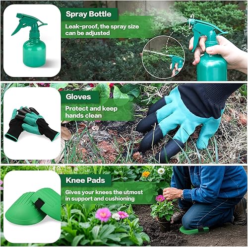 Miniatura 6 de Juego de herramientas de jardinería, 13 piezas de herramientas de jardinería resistentes con mango ergonómico antideslizante, almacenamiento de