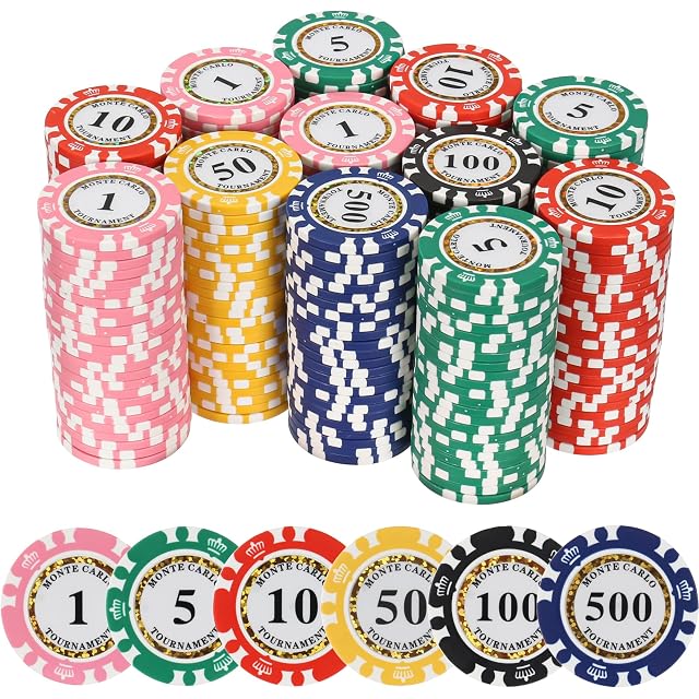 LUOBAO Fichas de póquer numeradas Juegos de Mesa de Cartas, para Texas Hold'em, Blackjack