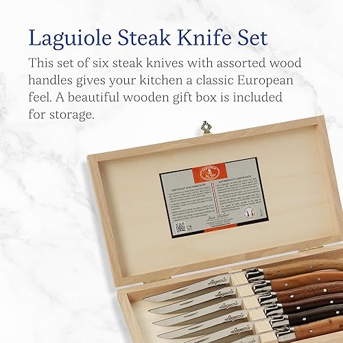 Miniatura 2 de Jean Dubost Laguiole Cuchillos con asas de madera surtidas, juego de 6, marrón, pequeño