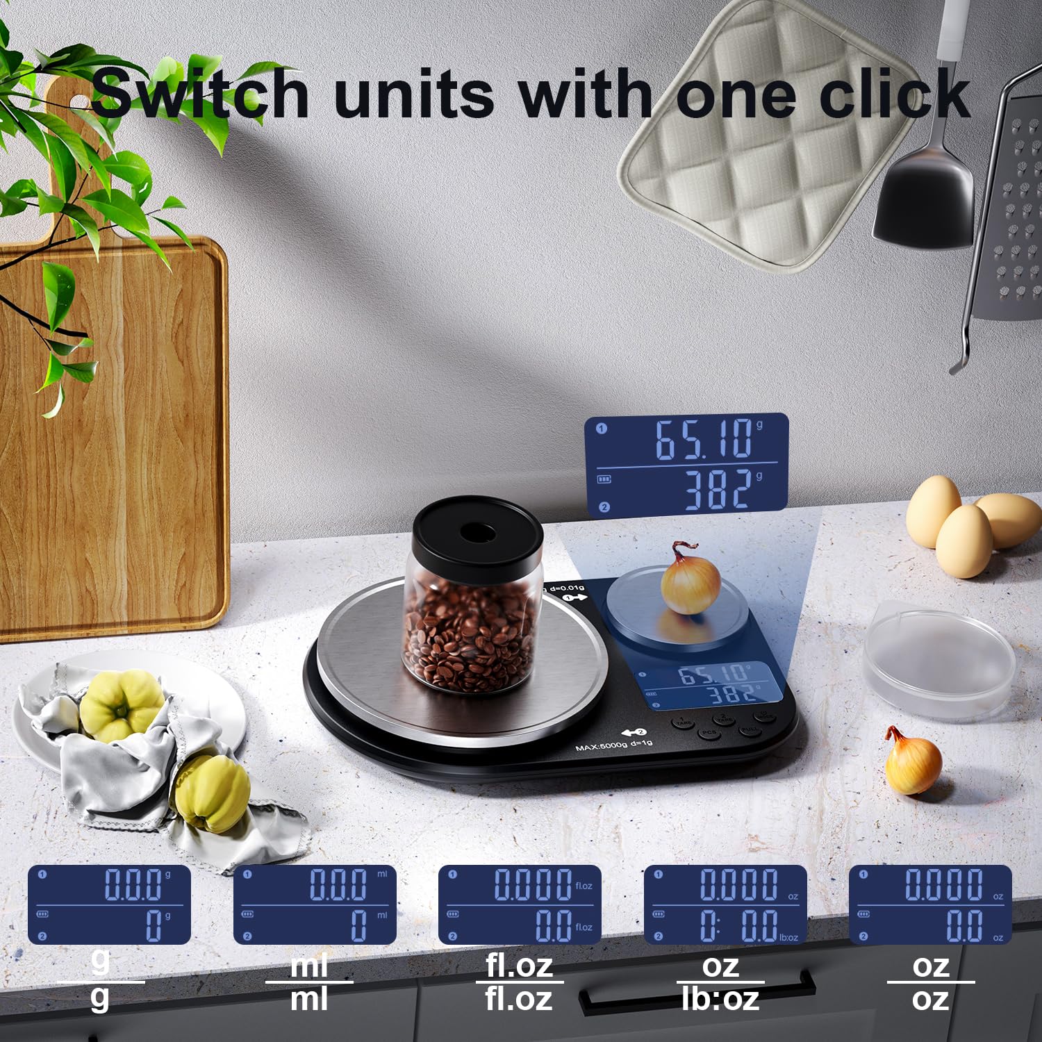Keukenweegschaal Met Kom – weegt tot 5 KG – tot 1 gram nauwkeurig