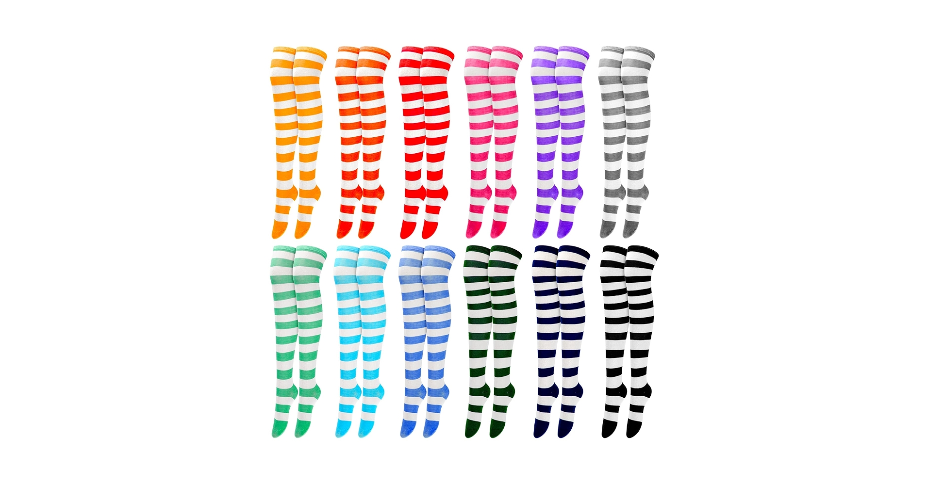 Amazon.com: JaGely 12 Pair Women Thigh High Socks Striped