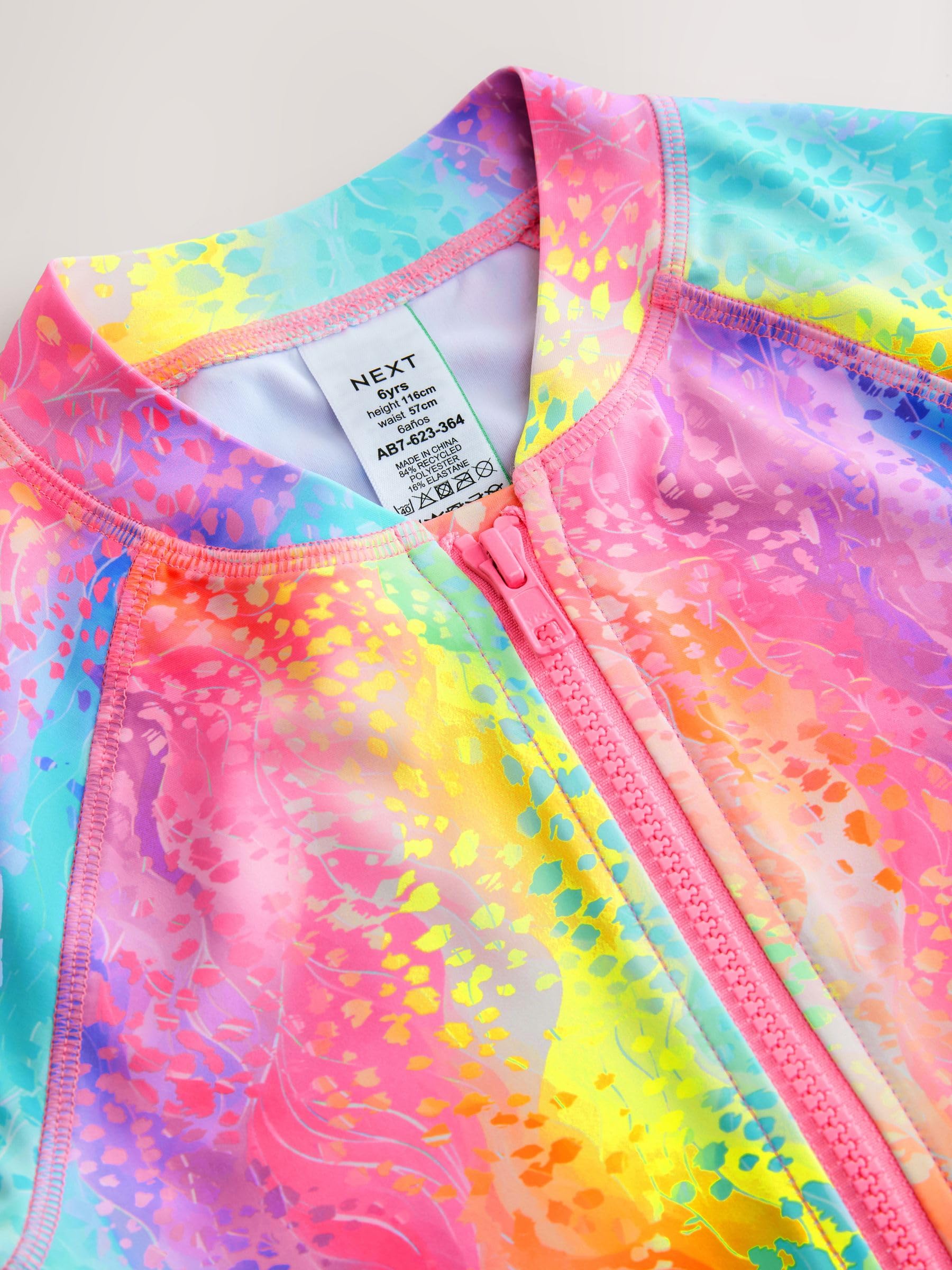 NEXT Mädchen Standard Sonnenschutztop mit Reißverschluss Rainbow Animal 168