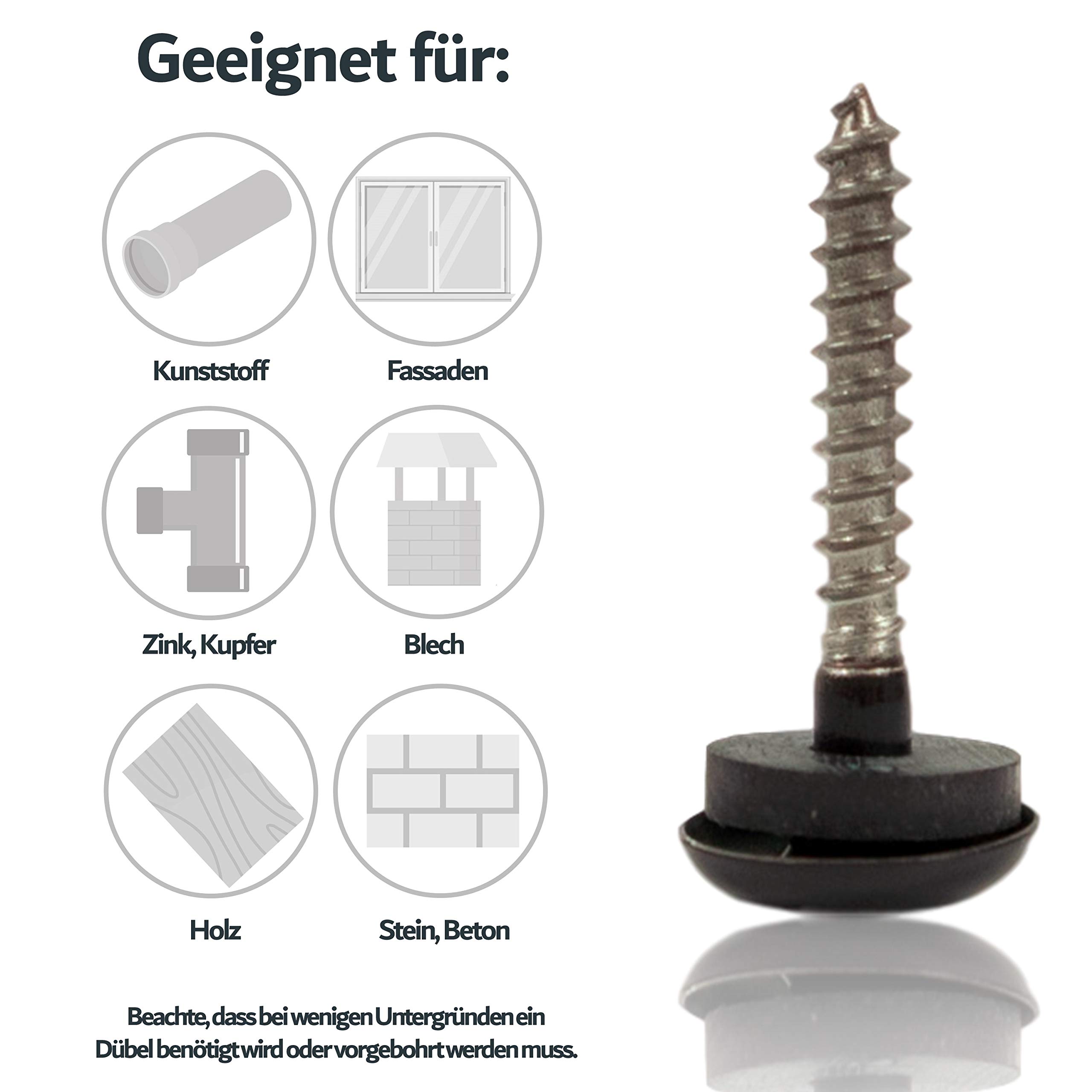 Spenlgerschrauben RAL 8019 Testa di Moro/dunkelbraun 4,5x35 mm á 200 Stück/Packung 2-tlg. mit EPDM Dichtscheibe & TX20 Antrieb, Torx Spengler Schrauben selbstdichtend mit Linsenkopf