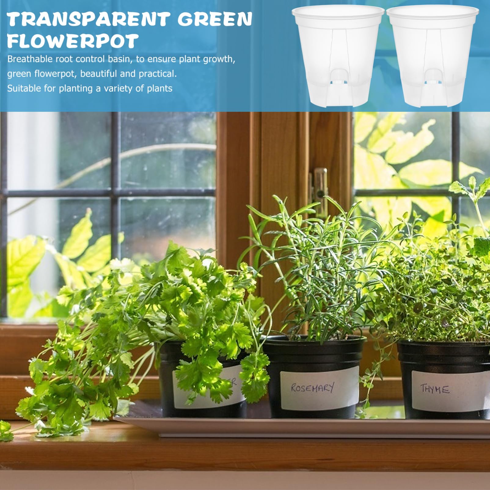 Toyvian 6 Pièces Pots de Fleurs Plastique Transparent Autonome Pots à Drainage pour Plantes Intérieur Respirants pour Orchidées Auto Arrosage pour Intérieurs