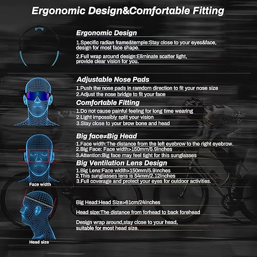Miniatura 6 de ROCKNIGHT Lentes de sol deportivos polarizados HD, para ciclismo, conducción, béisbol, exteriores, ultraligeros, TR90, marco grande