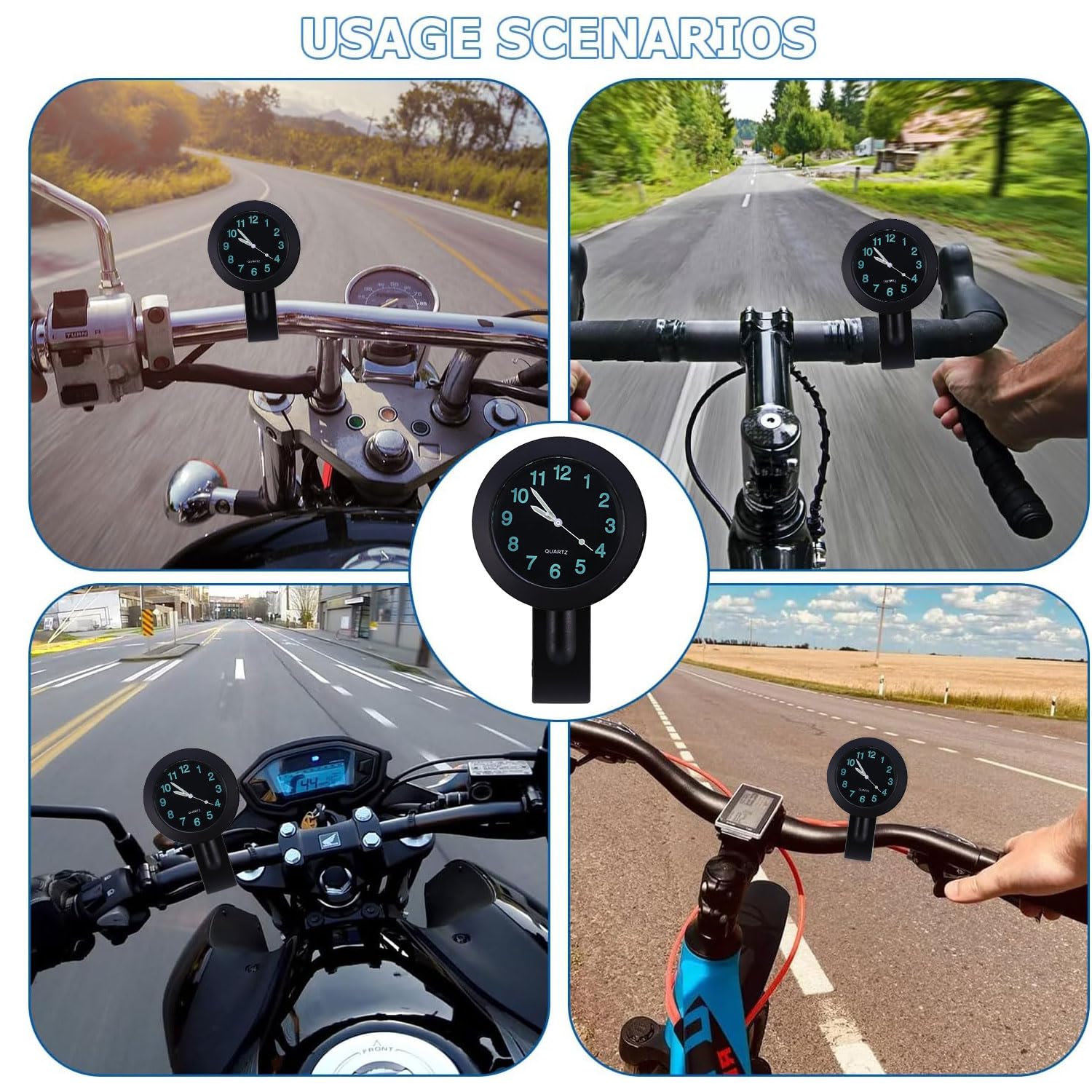 YeahBoom Orologio da Manubrio per Moto e Bicicletta, Impermeabile, per Veicoli Elettrici