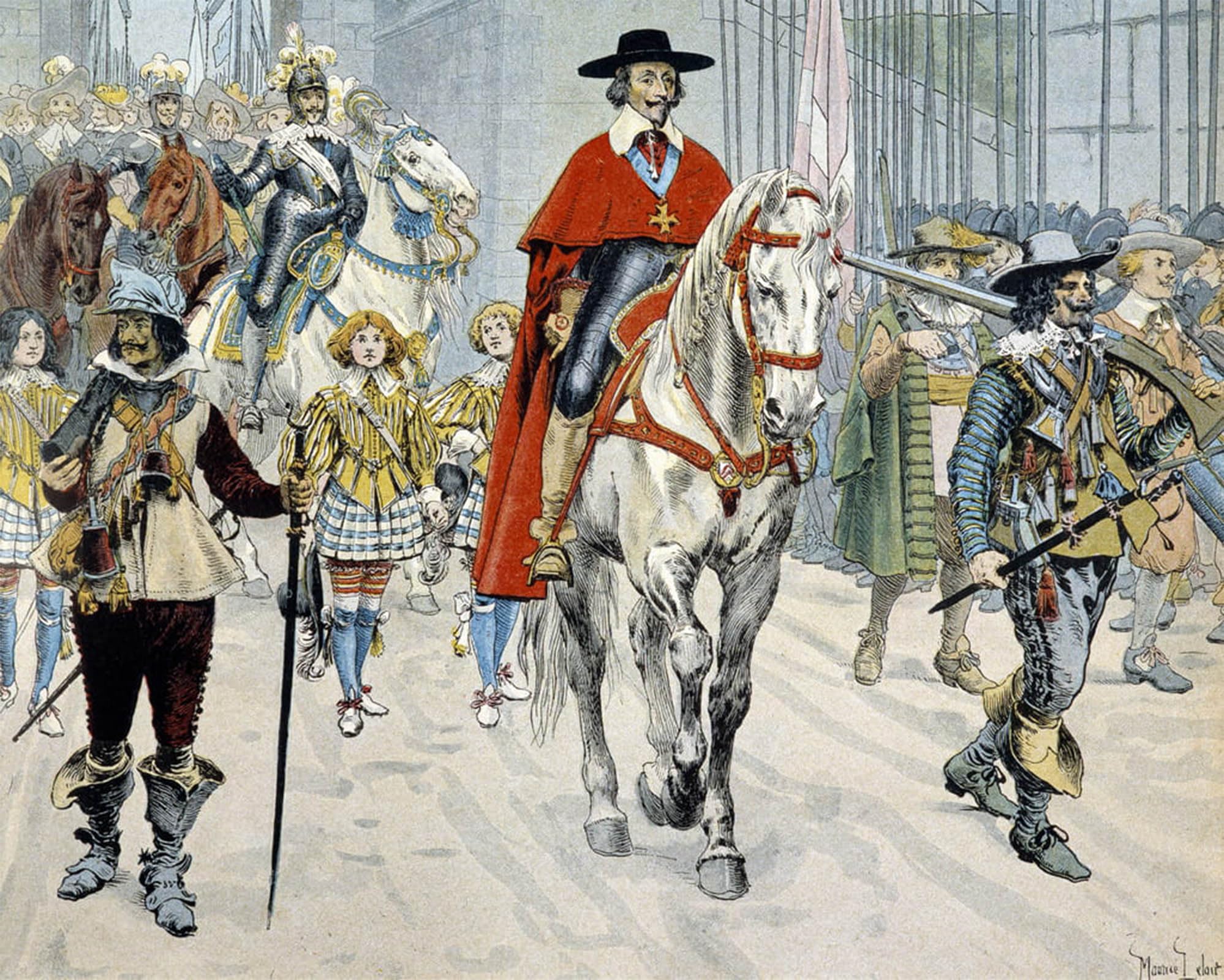 ARTXLXXBN Famous Print Painting Colorful Art Print Cardinal Richelieu Riding in the Streets of Paris by Maurice Leloir Canvas Art Decorations for Home Decor 60x90cm