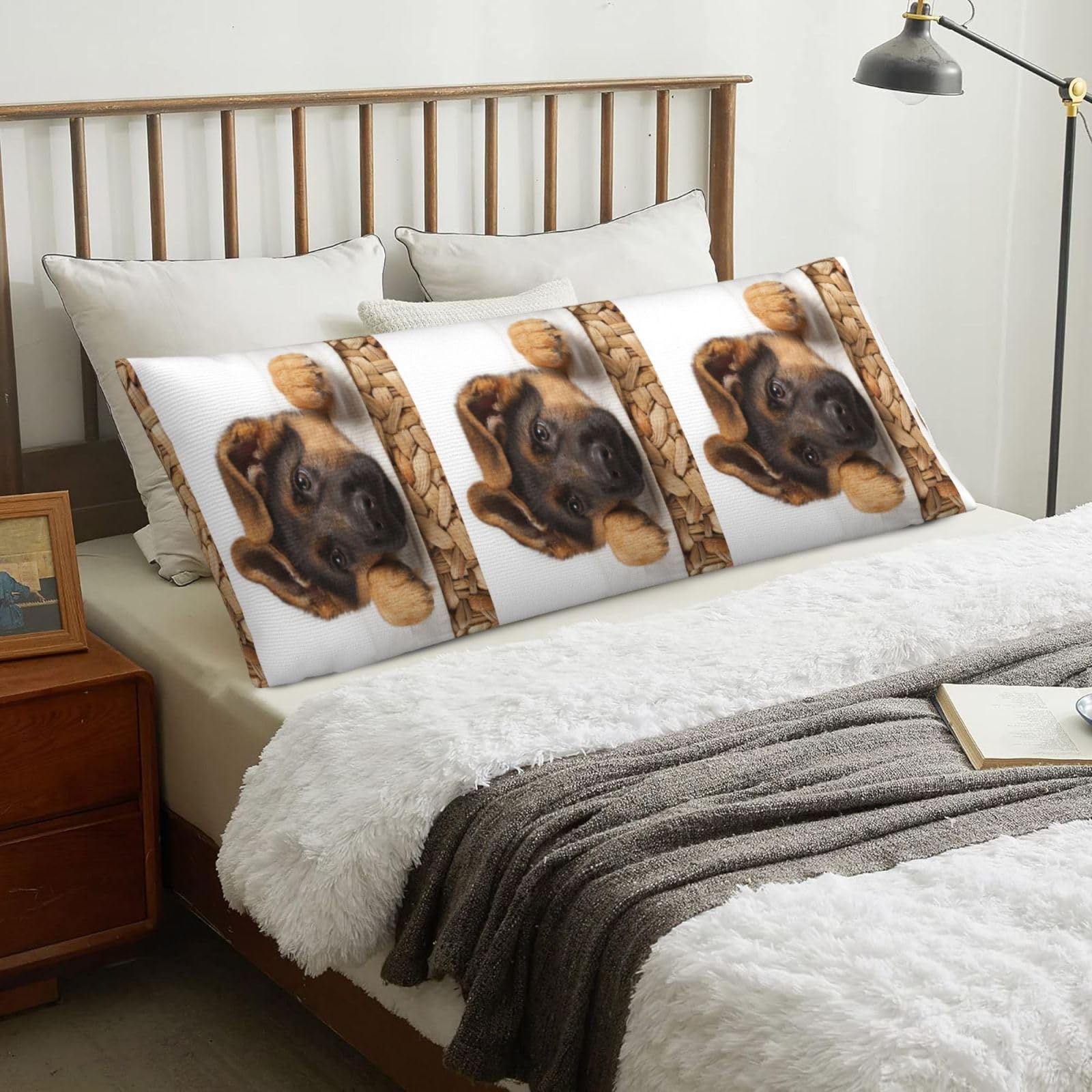 German Shepherd Puppy Dog, Body Pillow Cover with Zipper,Long Body Pillowcase 20 x 60 in