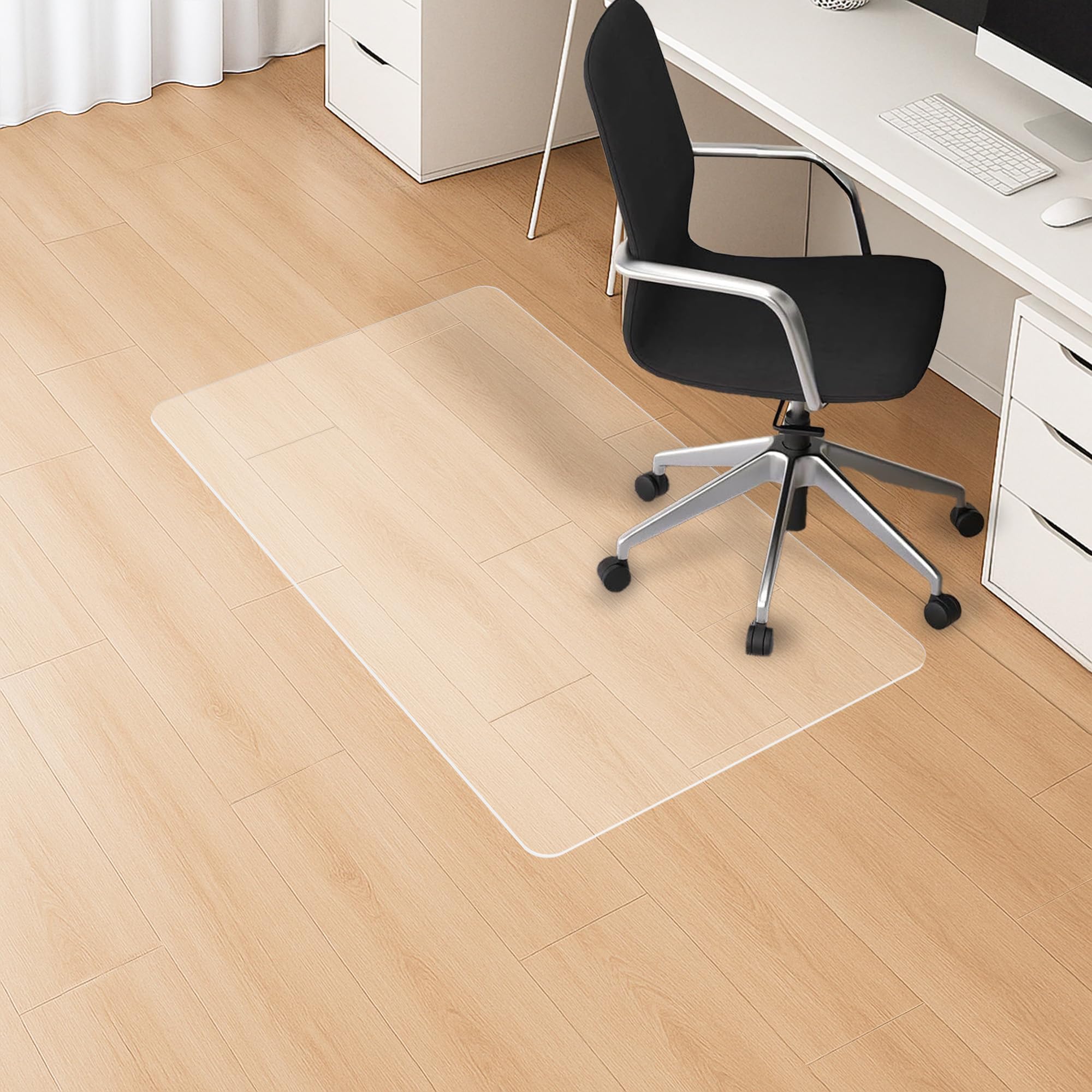 HOMEK Office Chair Mat for Hardwood Floor 75×120cm Clear Floor Protector Mat for Office Chair Desk Chair Mat for Hard Floors Easy Glide for Chairs