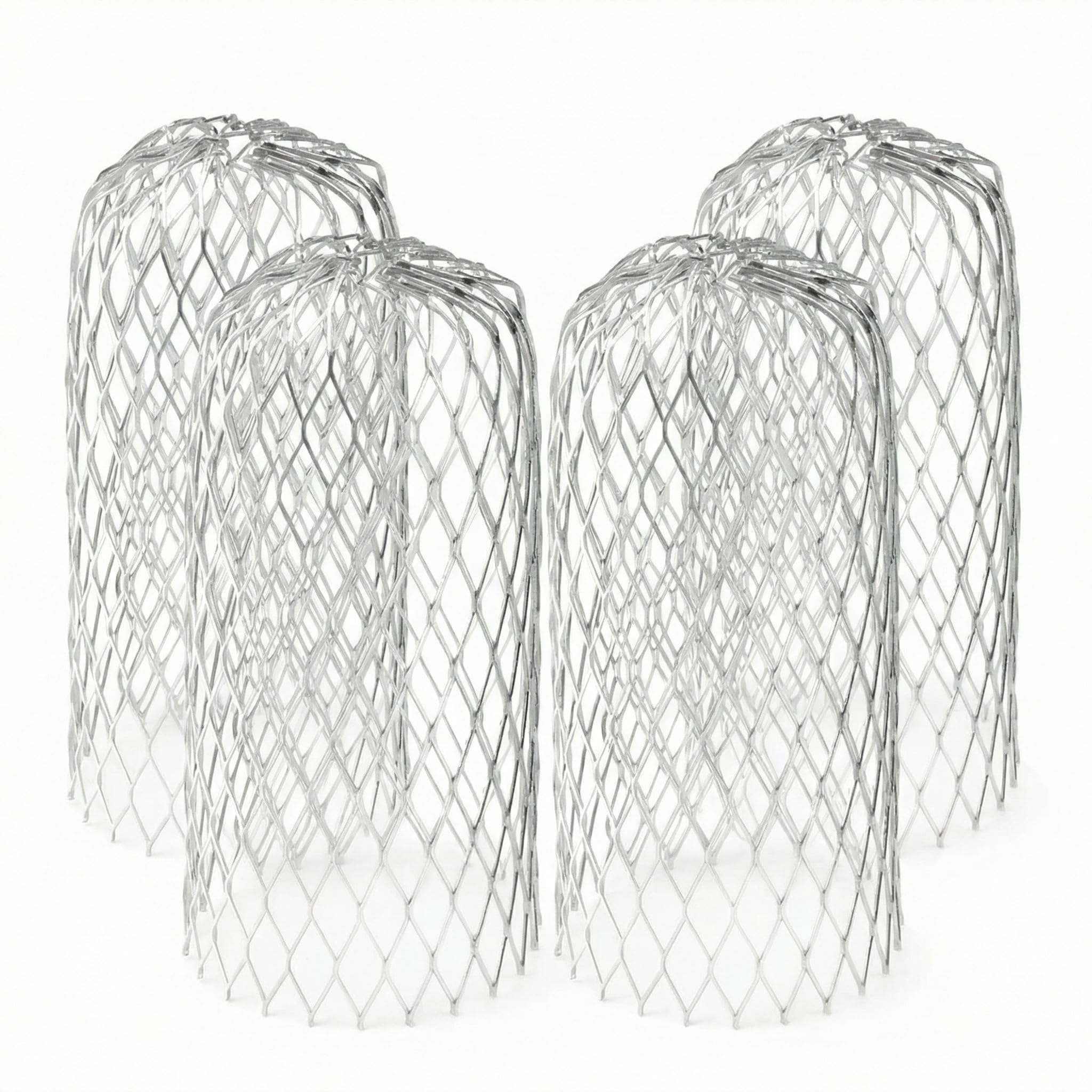 Qwork Silver Qwork® 4 Pack Aluminum Gutter Guards, Expandable Aluminum Screen Filter, Gutter Mesh, Clear Of Blockages From Leaves, Moss, Muck, Mud
