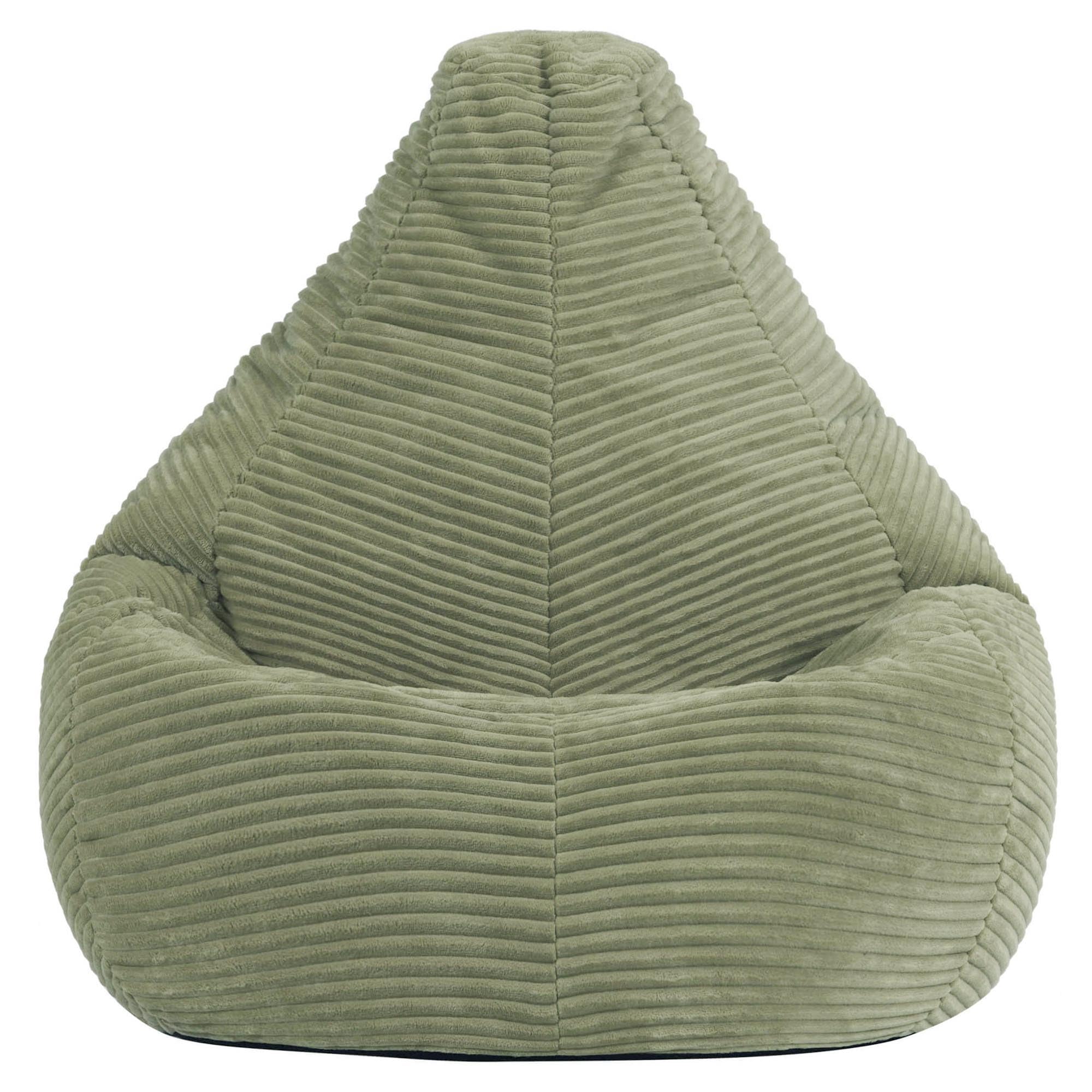 Icon Dalton Sitzsack Kinder, Salbeigrün, Flauschiger Cord Stoff, Sitzsack Cord mit Füllung, Bequemer Kinder Gaming Sessel, Kuschelsessel, Lese Sessel, Schlafzimmer, Kinderzimmer, Spielzimmer