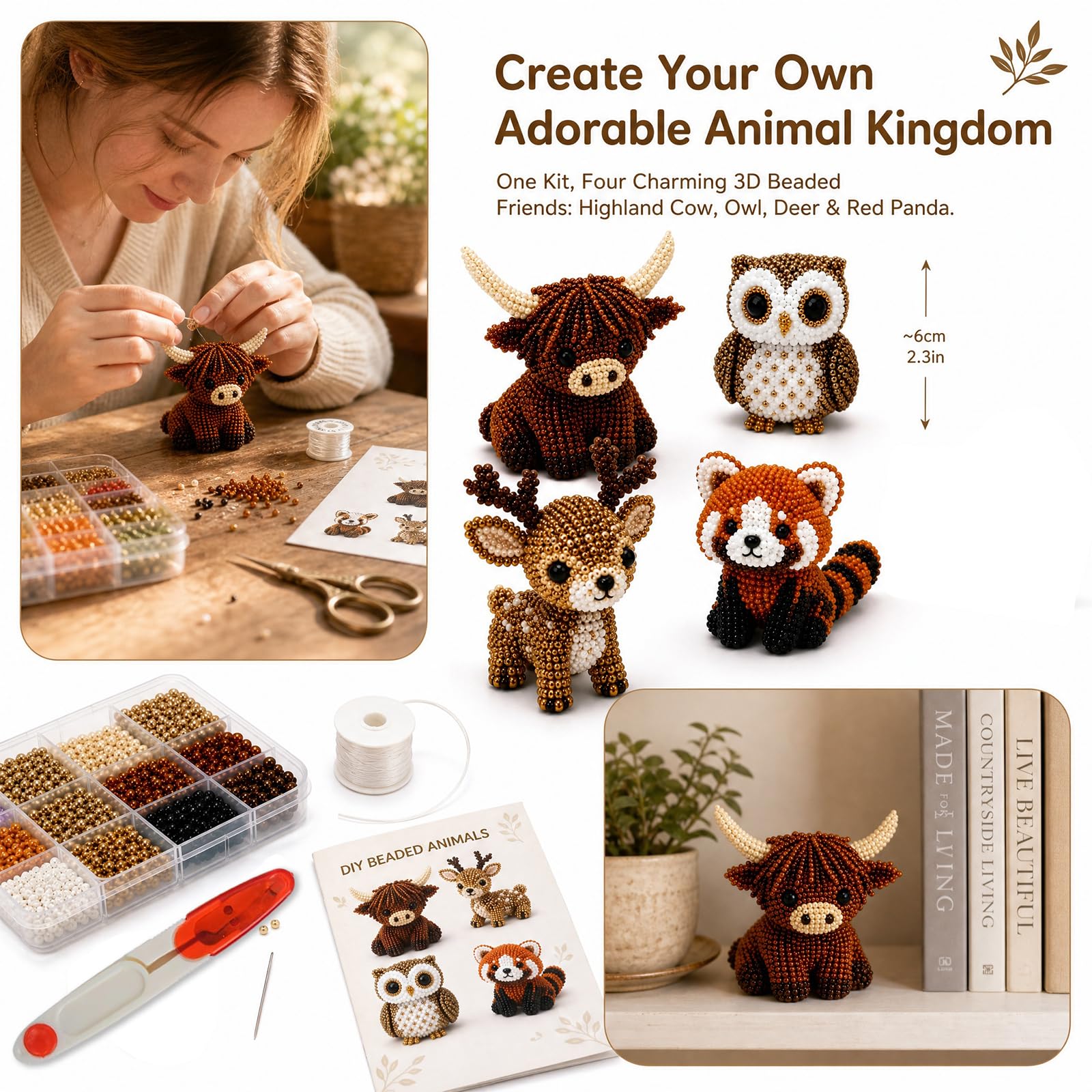 Set de Animales con Abalorios, Kit de Bricolaje Animales con Cuentas 16D, Lindo Juego artesanales Coloridas e Instrucciones(StyleE)