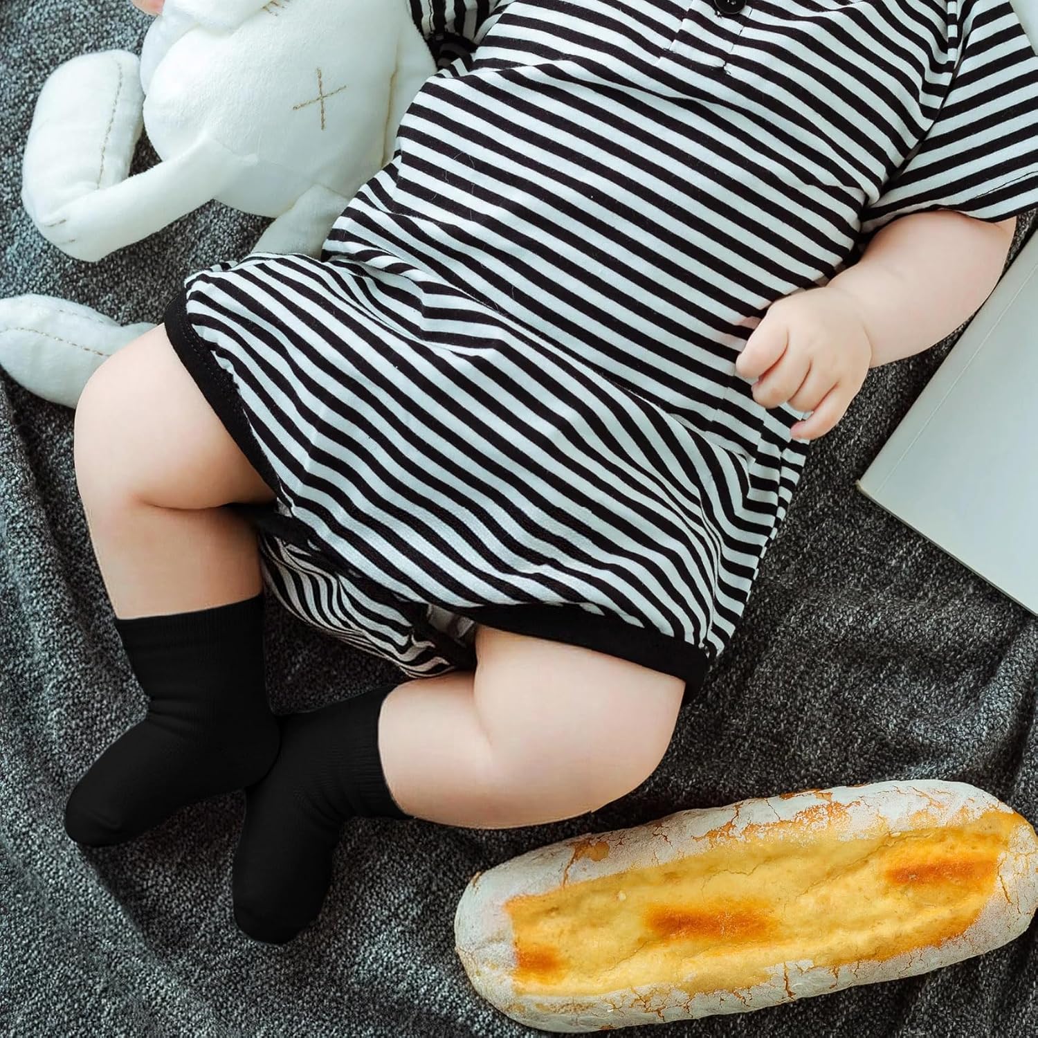 Baby Socks 0-3 months Infant White Crew Socks Baby Girls Newborn Dress Socks Boys Baptism Christening 10 Pack - Image 2