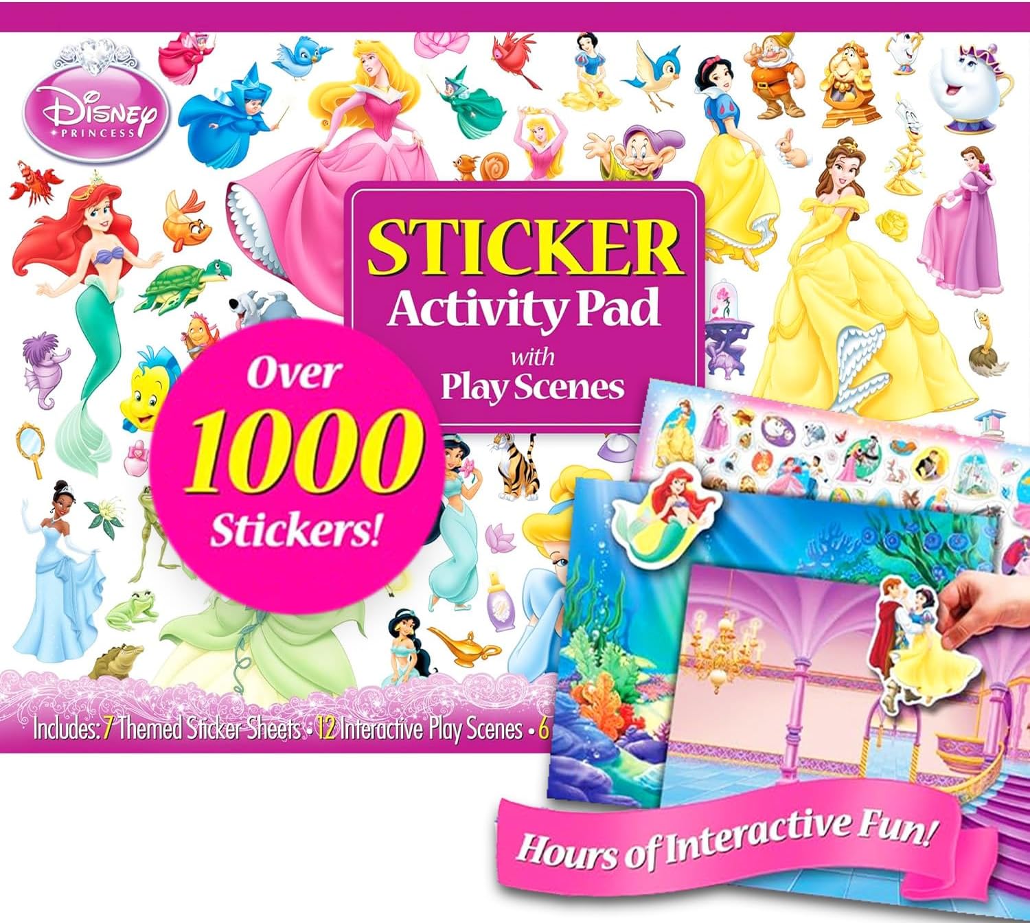 Disney Princess Stickers Giant Activity Pad - 1000+ Sticker Book 11"x14" | Ultimate Disney Princess Sticker Book Pad for Kids, Girls - Bulk Stickers, Play Scenes, Coloring Activity Pages