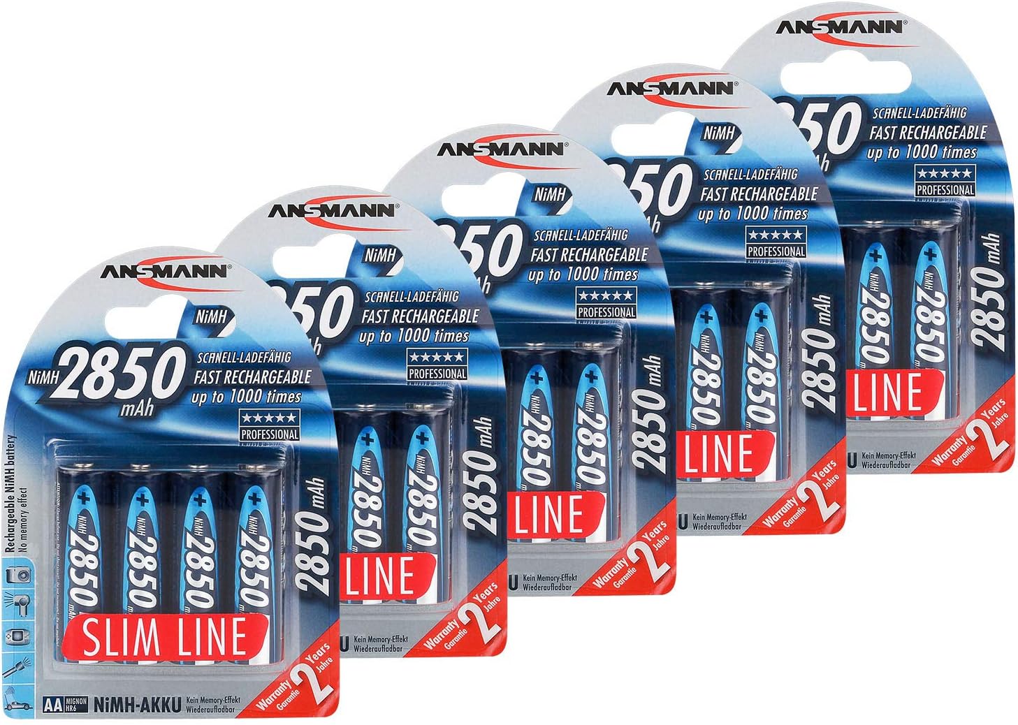 ANSMANN Rechargeable Batteries AA 2850 mAh NiMH - High Capacity Double A Batteries pre-Charged for Camera, Flashlight, Controller, Gamepad, Solar Light, Apple Mouse, Wireless Keyboard - 20 Pack
