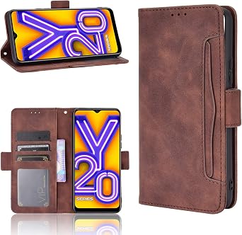 Case for Vivo Y20 2020 Case Cover,Case for Vivo Y20 2020 V2029 / Y20i V2027 Case Flip Pu Leather Cover Brown