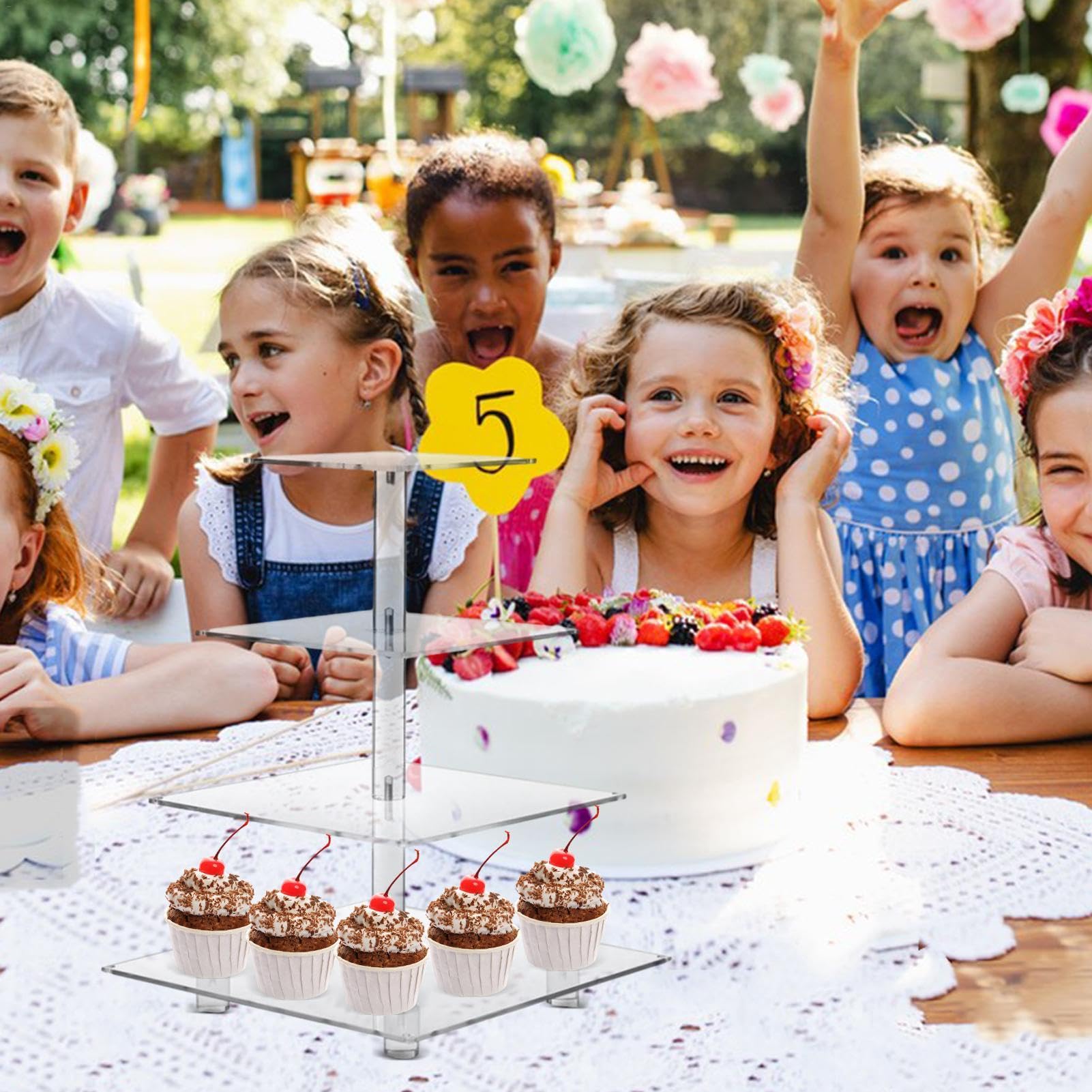 Soporte Acrílico Para Cupcakes Soporte De Tarta Estable Antideslizante | Soporte Para Cupcakes Y Torre De Postres Para Días Festivos, Cumpleaños, y Bodas