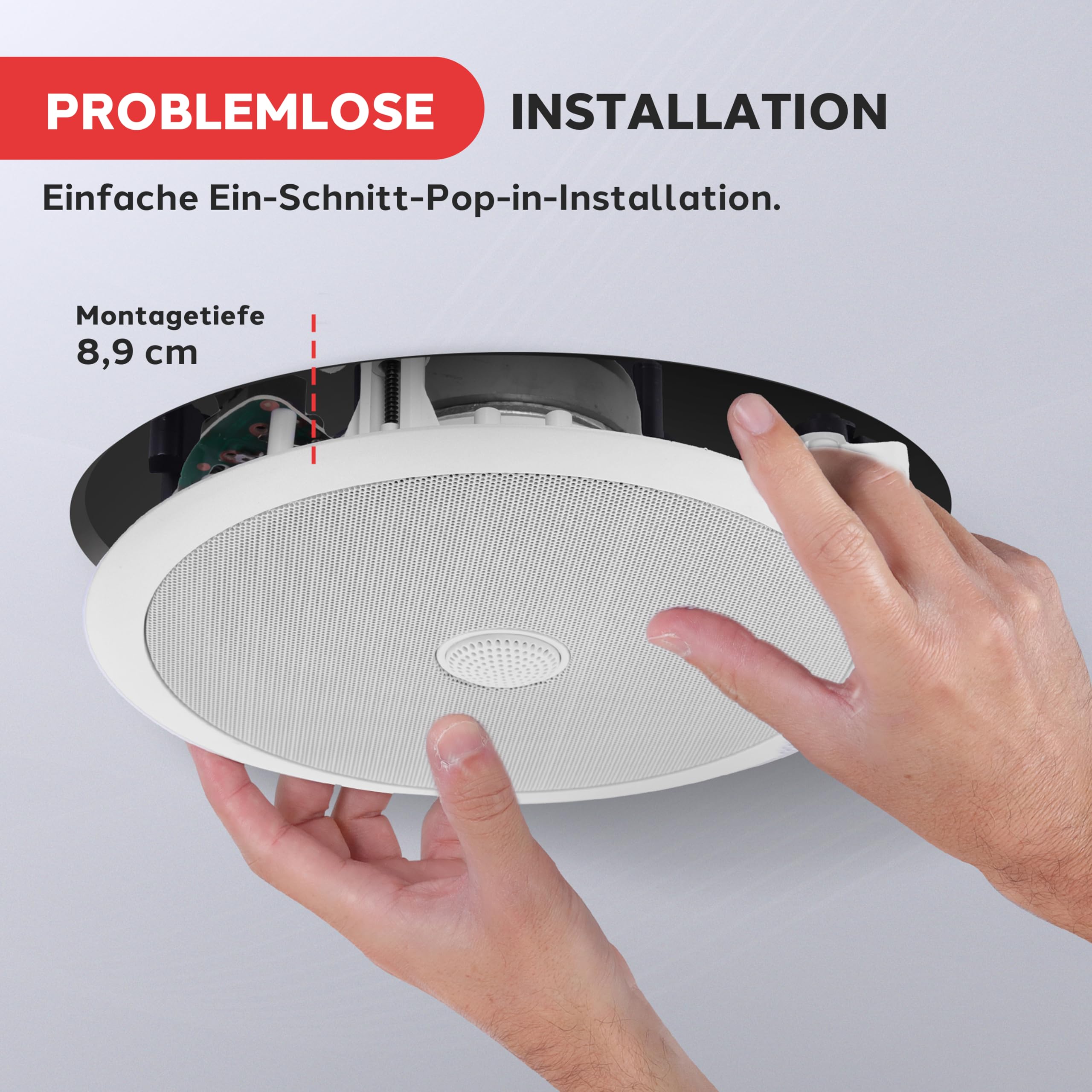 Pyle Deckenlautsprecher 300W 20cm 2-Wege Einbaulautsprecher Bluetooth Flacher Woofer